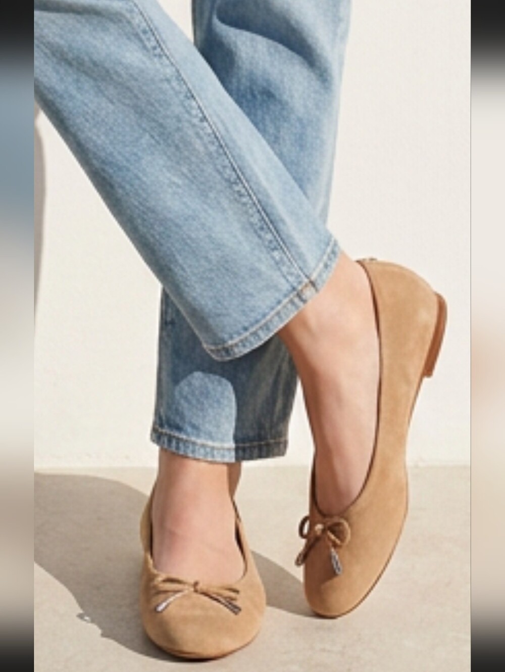 Ralph Lauren Jayna Elegant Camel Suede Ballet Flats